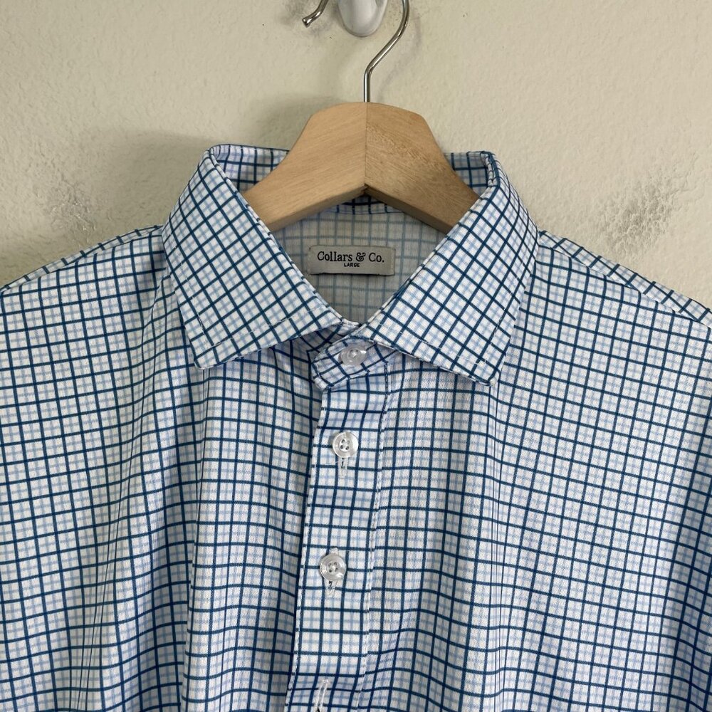 NEW Collars and Co Polo Mens Large Short Sleeve Semi Spread Shirt Dress Collar - Picture 2 of 7